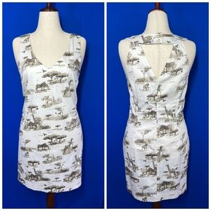 👗 |•BANANA REPUBLIC•| White Brown & Tan Safari Pencil Dress Size 14